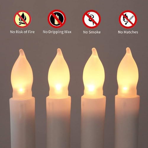 60PCS White Flameless LED Taper Candles Battery Operated Flickering Flame Safe Decor