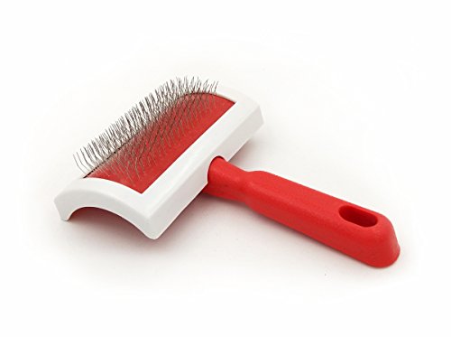 JUSPRO Sheepskin Rug Brush - Professional Slicker Brush for Fur, Medium Red