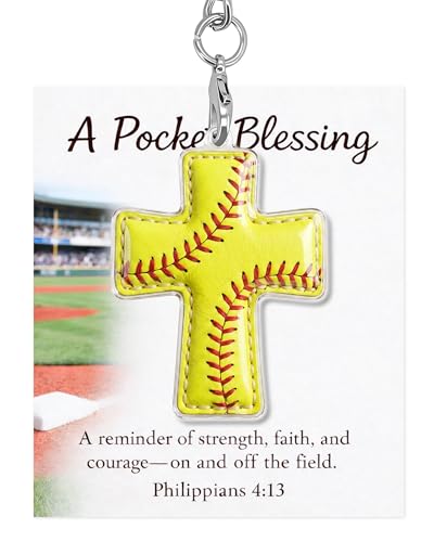 Softball Pocket Cross with Verse Card - Encouragement Gift for Players