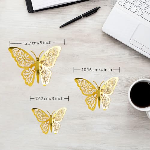 24Pcs 3D Gold Butterfly Wall Decor - Removable DIY Stickers