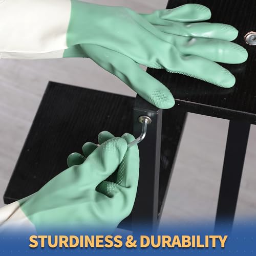 BOOMJOY Heavy Duty Dishwashing Gloves - Reusable Kitchen & Pet Care Gloves, Size M, 2 Pairs