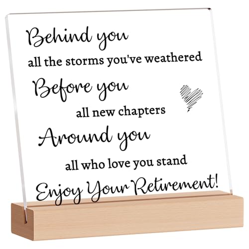 Elegant Retirement Gift Acrylic Desk Decor with Wood Stand