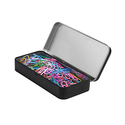 Gere 4-Pack Black Metal Rectangular Hinged Tin Boxes for Storage
