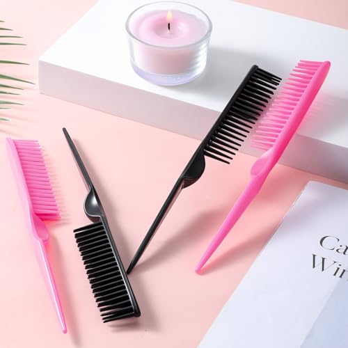 Exircy 4-Piece Rat Tail Hair Styling Comb Set with 3-Row Brushes