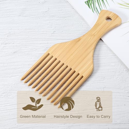 VOCOSTE Wooden Afro Hair Pick Comb for Curly, Thick, and Coarse Hair - 7.17 Inch