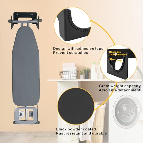 Wall-Mounted Ironing Board Holder for T/Y Legs - Space Saving Organizer