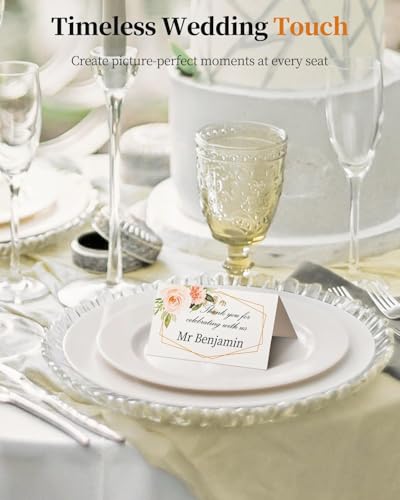Uniclife 60 Pcs Floral Place Cards - Elegant Wedding Table Labels