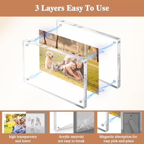 4x6 Double Sided Magnetic Acrylic Picture Frame - Clear Desktop Display