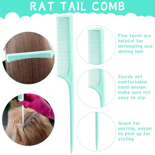 START MAKERS 5-Piece Hair Comb Set for Styling and Detangling - Green