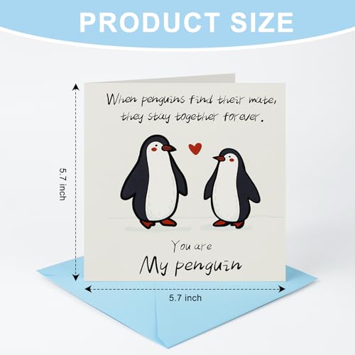 FloraSea Romantic Penguin Anniversary Card for Husband Wife and Couples