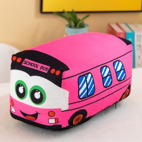 OUKEYI Pink Car Plush Toy - 11.8 Inch Soft Cartoon Bus Pillow for Kids and Gifts