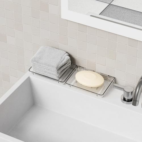 SuoXing Wall-Mounted Soap Holder - 2 Pack Self-Draining Acrylic Caddy