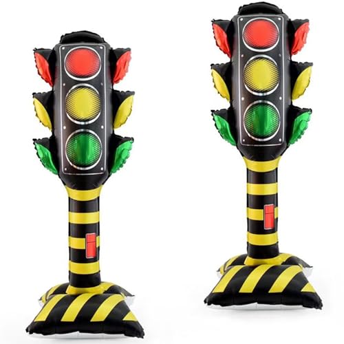 Traffic Light Balloons Set - 59 Inch Foil Balloons for Car-Themed Parties