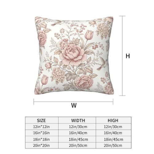 Vintage Chinoiserie Floral Pillow Covers 18x18 Inches - Set of 2