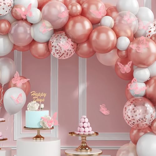 84PCS 3D Pink Butterfly Wall Decals, Metallic Paper Butterfly Decorations
