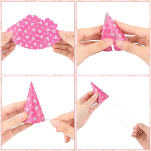 10 Mini Party Hats for Stuffed Animals - Glitter Cone Birthday Hats