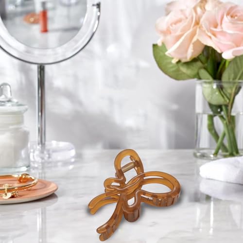 LERAO 4-Pack Large Bow Jelly Hair Claw Clips for Thick Hair