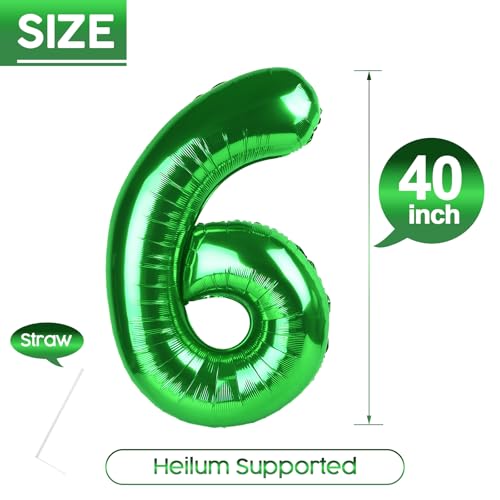 Green Number 6 Balloon 40 Inch - Foil Birthday Party Decoration