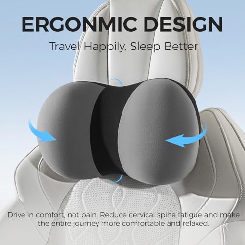 BABUR Memory Foam Car Headrest Pillow for Neck Pain Relief