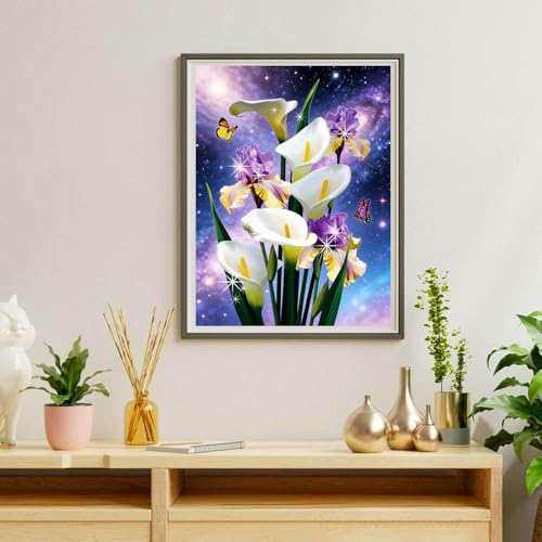 NebuIuxe Calla Lily and Iris Galaxy 5D Diamond Painting Kit 12x16