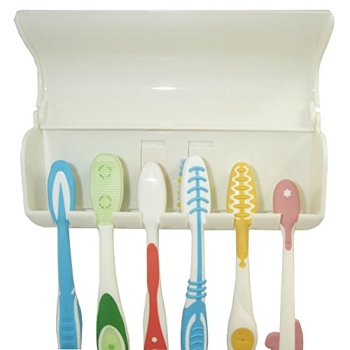 Eslite Toothbrush Holder with Cover - Wall Mount, Ivory White