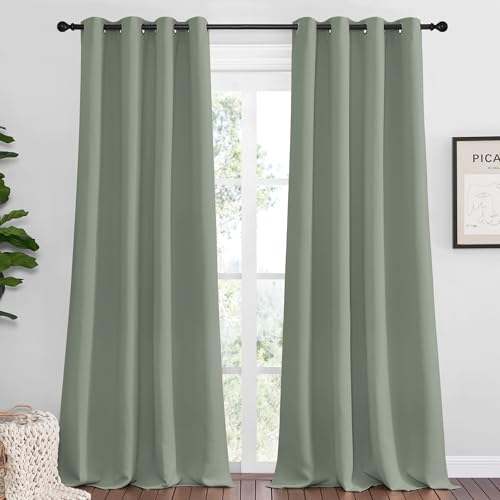Sage Green Blackout Curtains - 2 Panels, 52x92 Inch, Thermal Insulated