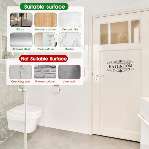 3-Piece Vinyl Laundry, Pantry, and Bathroom Door Sign Set - Wall Decals