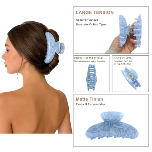 B.PHNE Acrylic Hair Claw Clips for Women, Non-Slip Strong Hold Hair Clamps