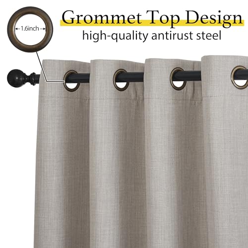 NICETOWN Faux Linen Blackout Valance Curtains, Angora, 52"W x 30"L, 2-Pack
