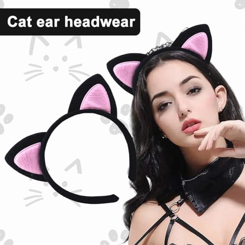 Cat Ears Headband 2 Pack Plush Soft Fuzzy Hair Bands for Women
