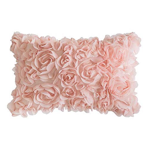 MIULEE Peach Pink Decorative Rose Pillow Cover 12x20 Inch