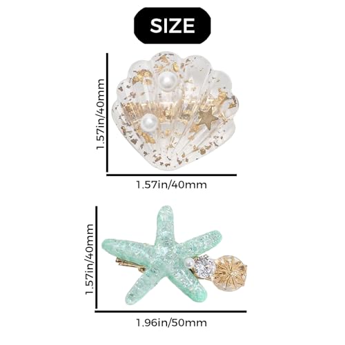 Starfish Hair Clips Set Acrylic Resin Mermaid Hair Accessories for Women