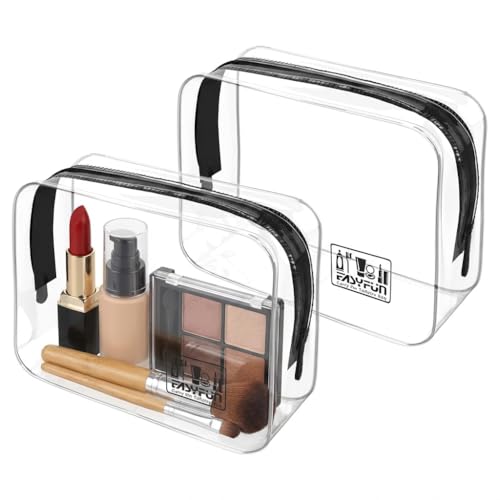EASYFUN Clear TSA Approved Travel Toiletry Bag 2-Pack Quart Size