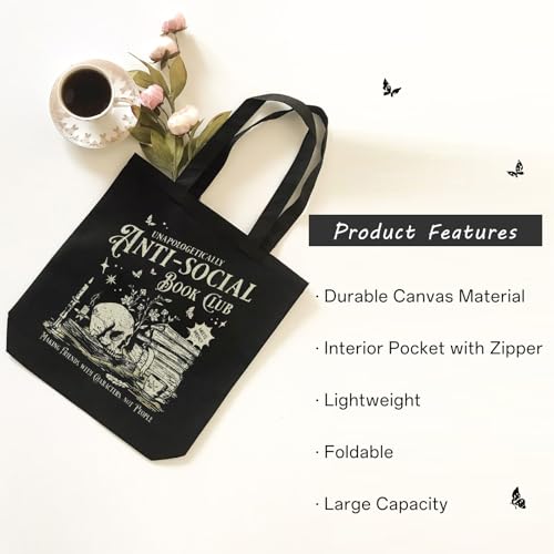 Kimoli Book Lovers Canvas Tote Bag - Cute Book Club Gift for Readers Women