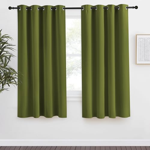 NICETOWN Olive Green Blackout Curtain Panel - 55x68 inches, Thermal Insulated, Room Darkening