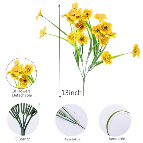 7Queen 6-Bundle Artificial Flowers, Realistic Plastic Faux Floral Arrangements