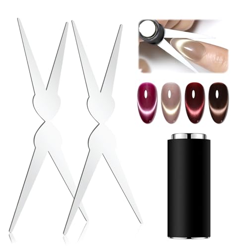 JODSONE French Cat Eye Magnet Tool for Nails, Double Head V-Shape & Smile Line