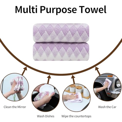 Light Purple Diamond Hand Towels Set - 2 Pcs (16"x31") Soft & Absorbent