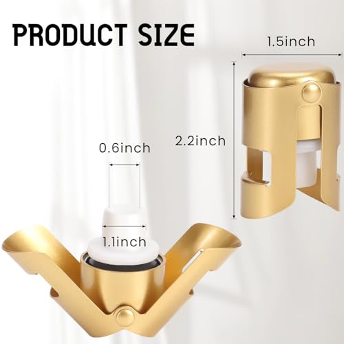 Gold Champagne Stoppers - Stainless Steel Sparkling Wine Sealer, 2 Pack