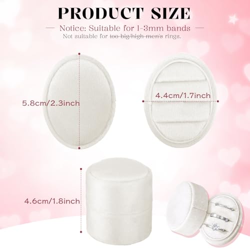 Velvet 3-Slot Ring Box - Oval Wedding Engagement Holder in Beige
