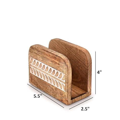 Rustic Mango Wood Napkin Holder - Upright Paper Napkin Storage