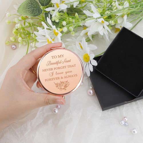 Aunt Compact Makeup Mirror Rose Gold Birthday Christmas Gift