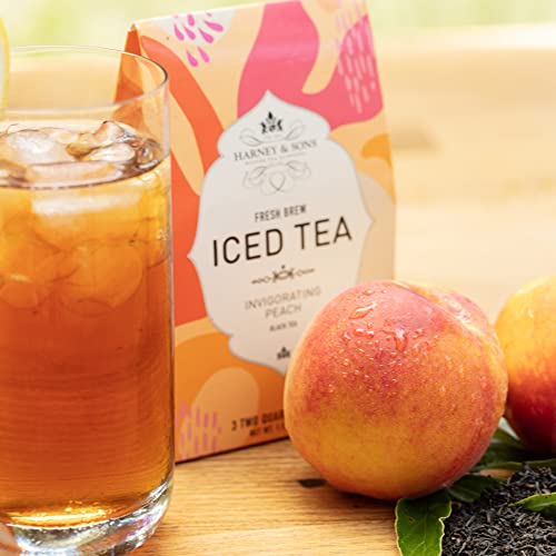 Harney & Sons Peach Black Iced Tea - 3 Tea Bags for 6 Quarts