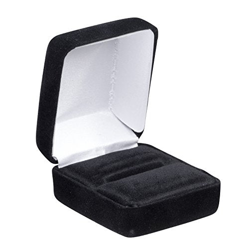 ALLUREPACK Luxury Rounded-Top Black Velvet Ring Box for Engagement