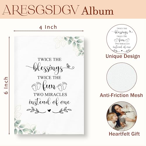 Twins Baby Photo Album 4x6 for Twin Mom Gift & Baby Shower Keepsake