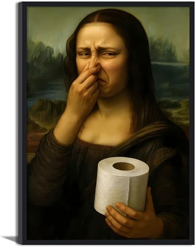 Mona Lisa Bathroom Wall Art - Humorous 8x10 Unframed Decor