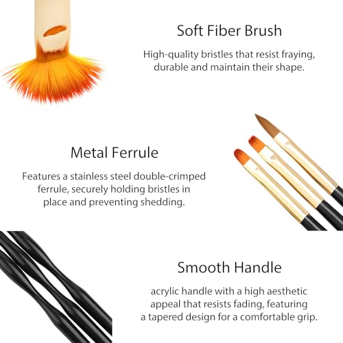 Kootinn Dual-End Nail Art Brush Set 6-Piece Nail Drawing Pens