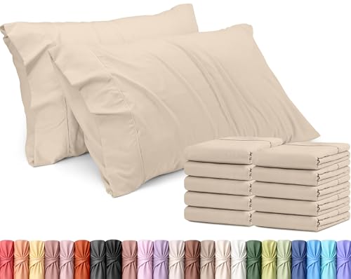 Utopia Bedding Queen Pillowcases Set of 2, Beige Soft Microfiber Pillow Covers