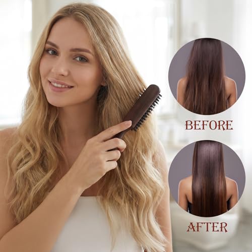 Macuezu 3-Piece Hair Teasing Comb Set with Rat Tail and Wooden Handles