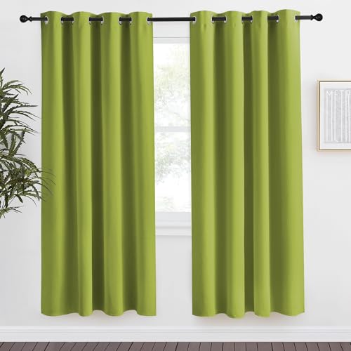 NICETOWN Fresh Green Blackout Curtain Panel 55" x 78" - Thermal Insulated Room Darkening